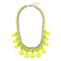 Neon Yellow Teardrop Resin Stone Statement Necklace 